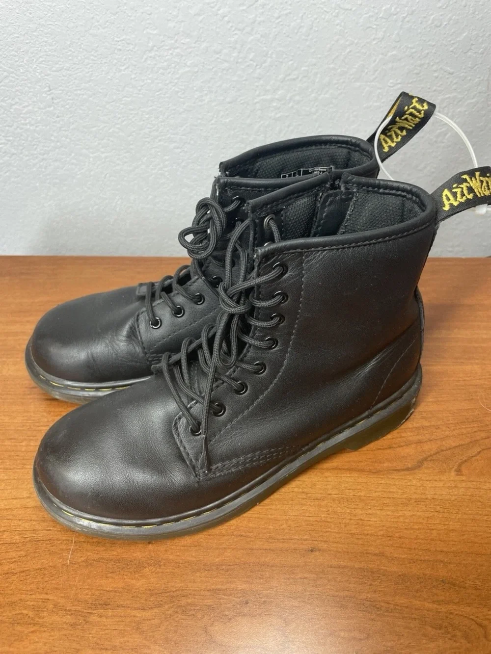 Dr. Martens Kids 1460 Junior Black Leather Lace-Up Boots Size 3